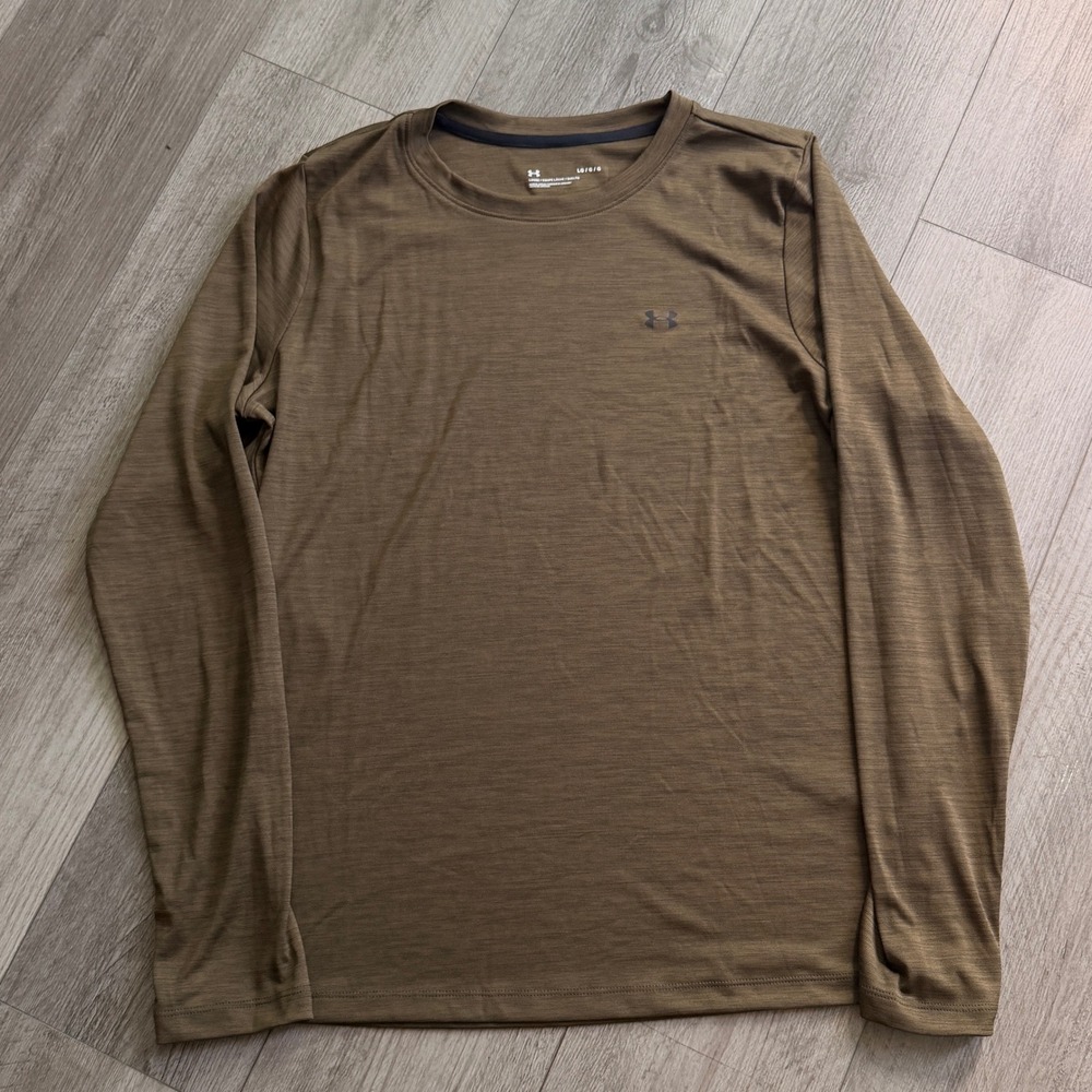 Under Armour Long Sleeve Shirt Mens L Olive Loose Fit HeatGear Athletic Tee